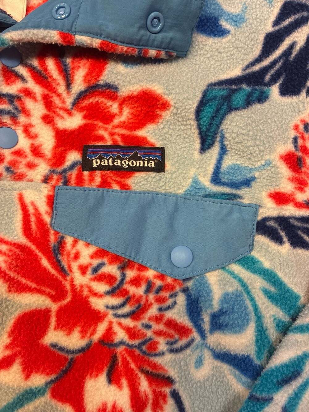 Patagonia Women's Synchilla Snap-T Fleece Pullover Manoa Floral Dusk Blue - Picture 3 of 7